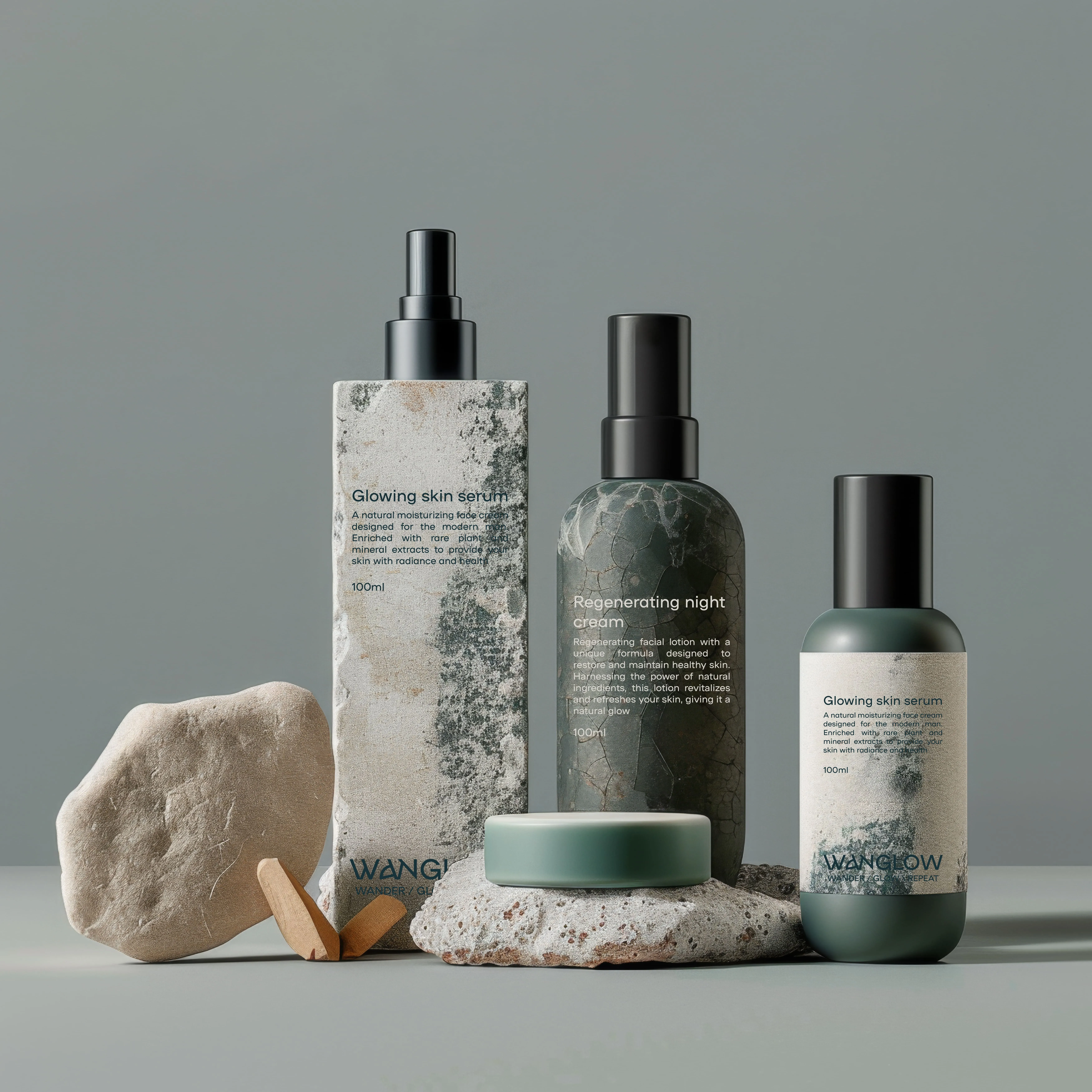 Brand identity and packaging design for a skincare product brand